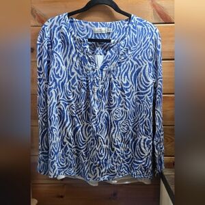 Vineyard Vines Blue and White Swirl Blouse Med 0054